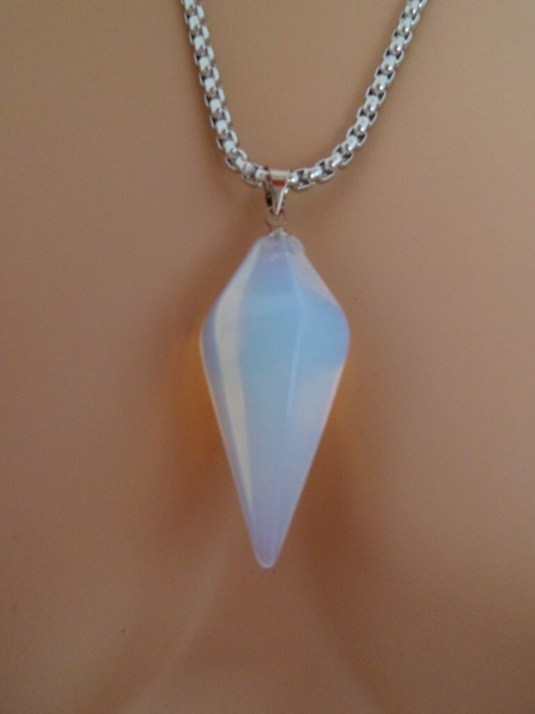 Pendulum Necklace White Opal Pendant 