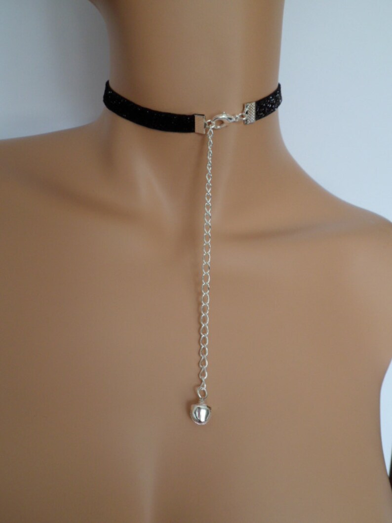 Cat Bell Choker Black Velvet Choker Glitter Necklace Etsy