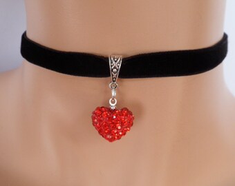 Red Diamante Choker - Etsy UK