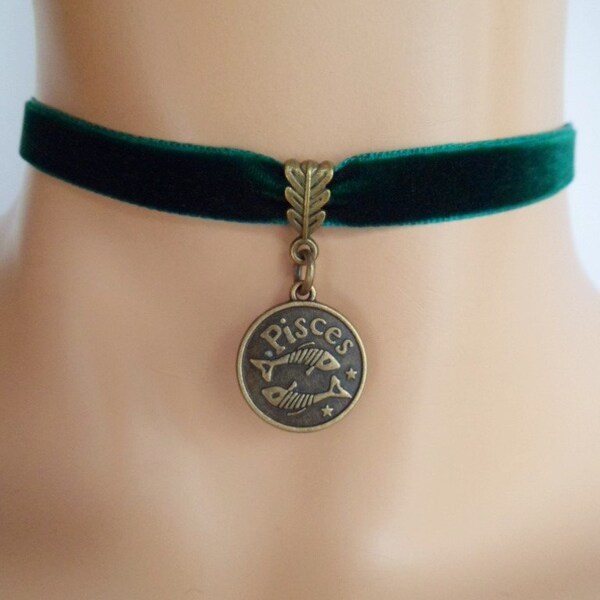 Pisces velvet choker