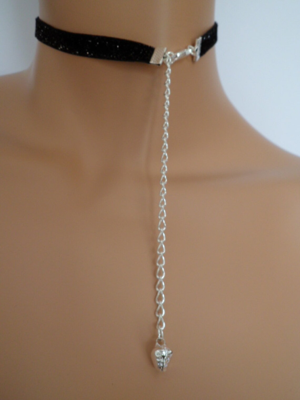 Cat bell choker black velvet choker glitter necklace Etsy