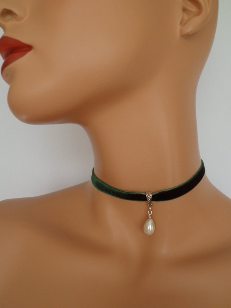 pearl velvet choker green velvet choker bridesmaids