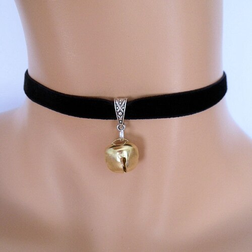 Cat Bell Choker Black Velvet Choker Elasticated Ribbon Etsy