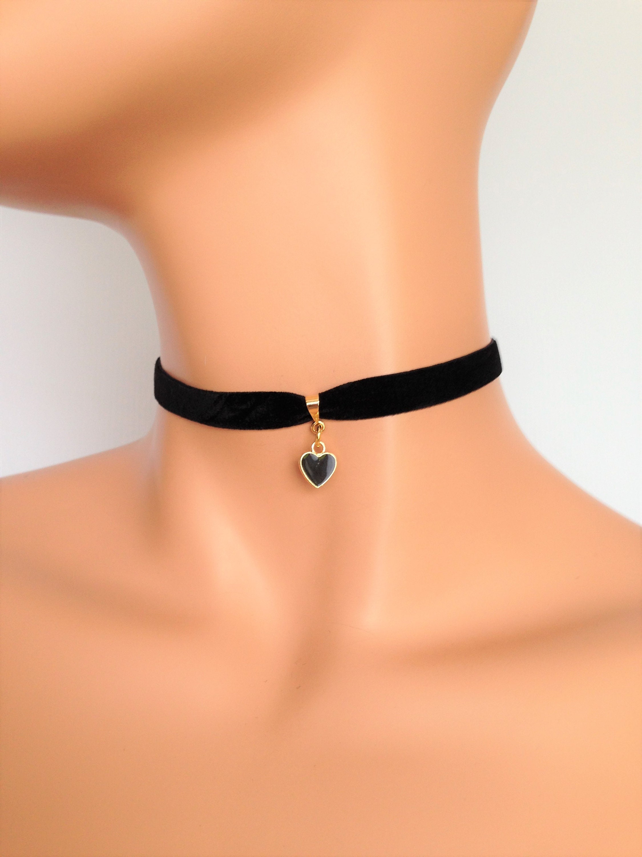 Heart velvet choker black heart choker black velvet choker Etsy