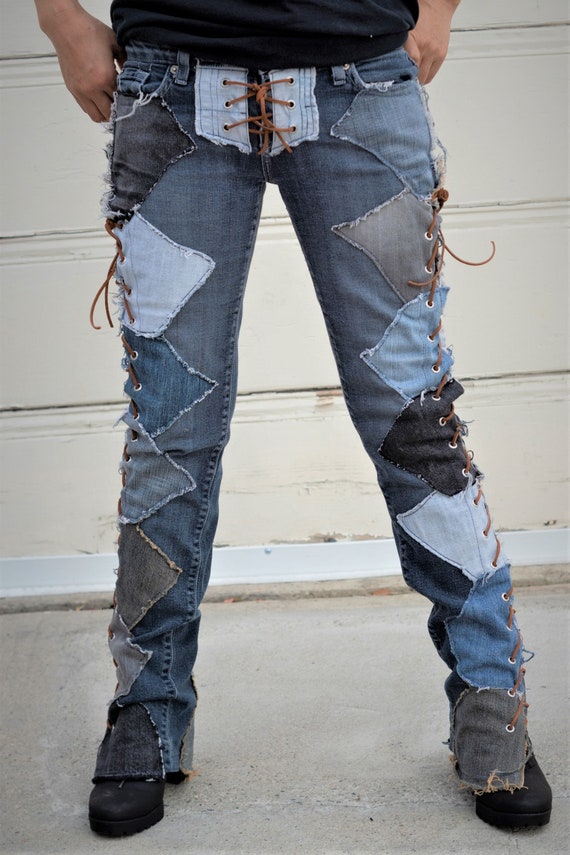 multi coloured denim jeans