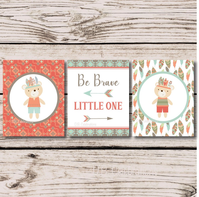 Tribal Nursery Wall Art Set Printable Nursery Wall Art Etsy
