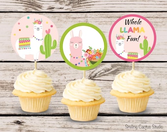 Llama Birthday Party Decorations, Cactus Party Centerpiece, Llama Cupcake Toppers, Favor Tags, Printable Party Package, INSTANT DOWNLOAD