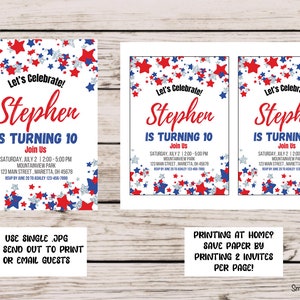 EDITABLE Patriotic Birthday Party Invitation, Stars and Stripes Invite ...