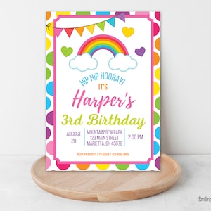 Rainbow Birthday Party Invitation, Fill in the Blank Invitation ...