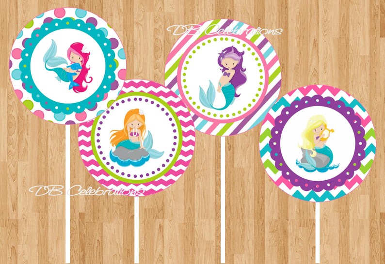 Mermaid Cupcake Toppers Mermaid Birthday Party Printable Etsy