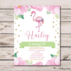 EDITABLE Pink Flamingo Birthday Party Invitation, Flamingo Invite, Summer Birthday Invite, Girl Teen Birthday, Printable CANVA Template,
