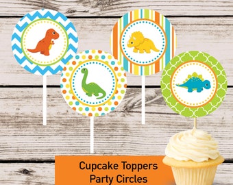 Dinosaur Birthday Decoration | Cupcake Toppers, First Birthday Party Decor | Boys Birthday Party Decor, 1st Birthday | INSTANT DOWNLOAD