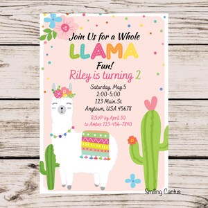 EDITABLE Llama Birthday Party Invitation, Printable File, Canva ...