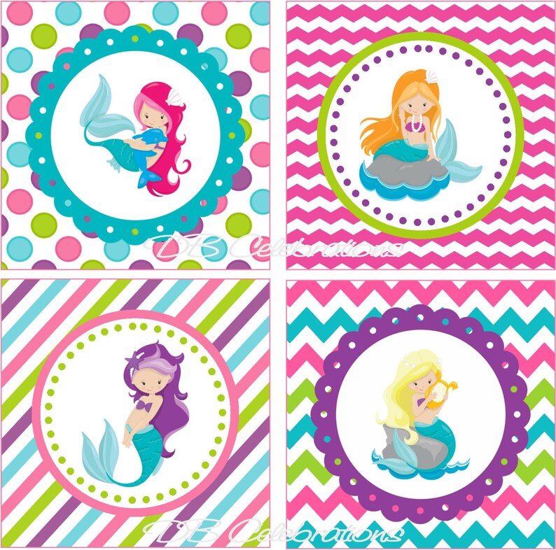 Mermaid Cupcake Toppers Mermaid Birthday Party Printable Etsy