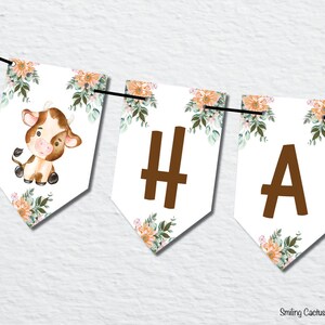 Pink Cow Birthday Banner - Floral Farm Animal Party Decor For Girls, Baby Showers & Ranch Themed Celebrations