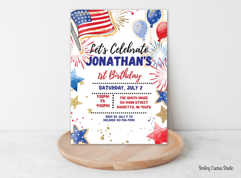 EDITABLE Patriotic Birthday Party Invitation Stars and - Etsy