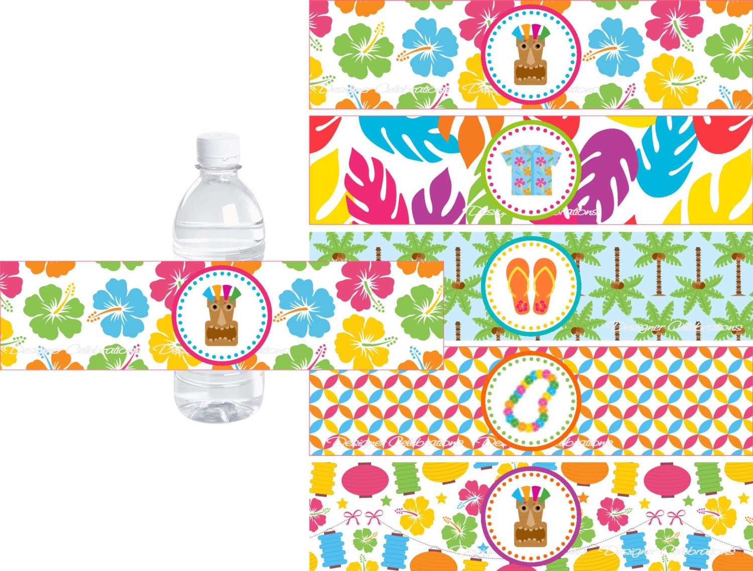 Tiki Hawaiian Luau Water Bottle Labels Instant Downlowd Etsy