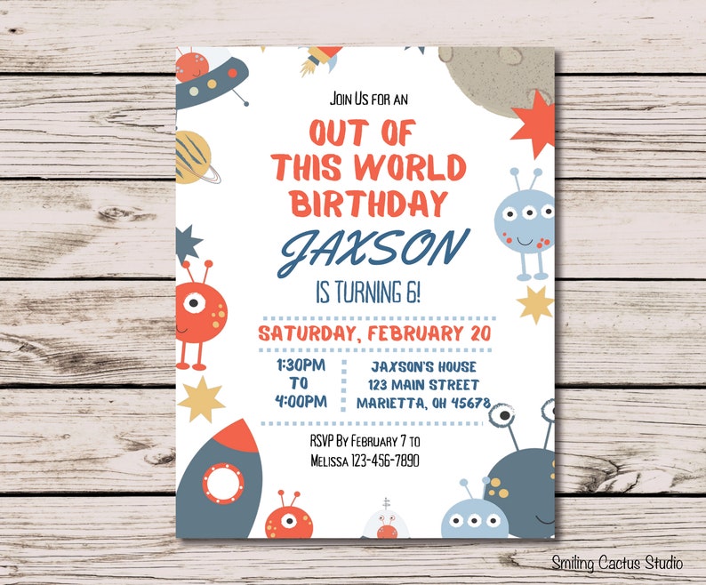 EDITABLE Space Alien Birthday Party Invitation Printable - Etsy