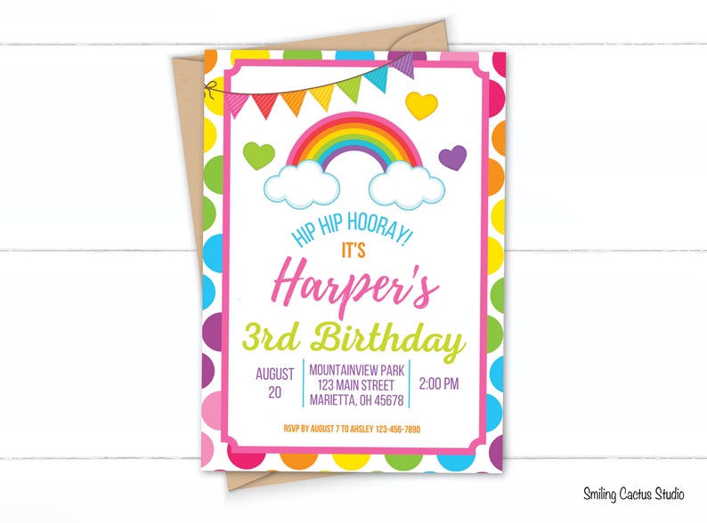 Rainbow Birthday Party Invitation Fill in the Blank - Etsy