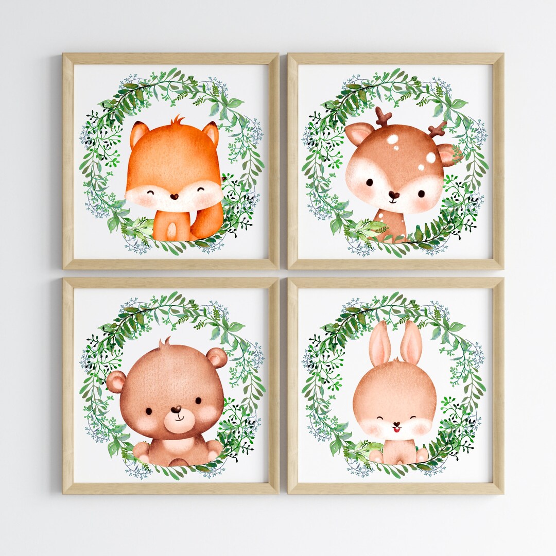 Woodland Theme Wall Art Nursery Wall Art, Woodland Decorations, Nursery Room Art, Nursery Wall