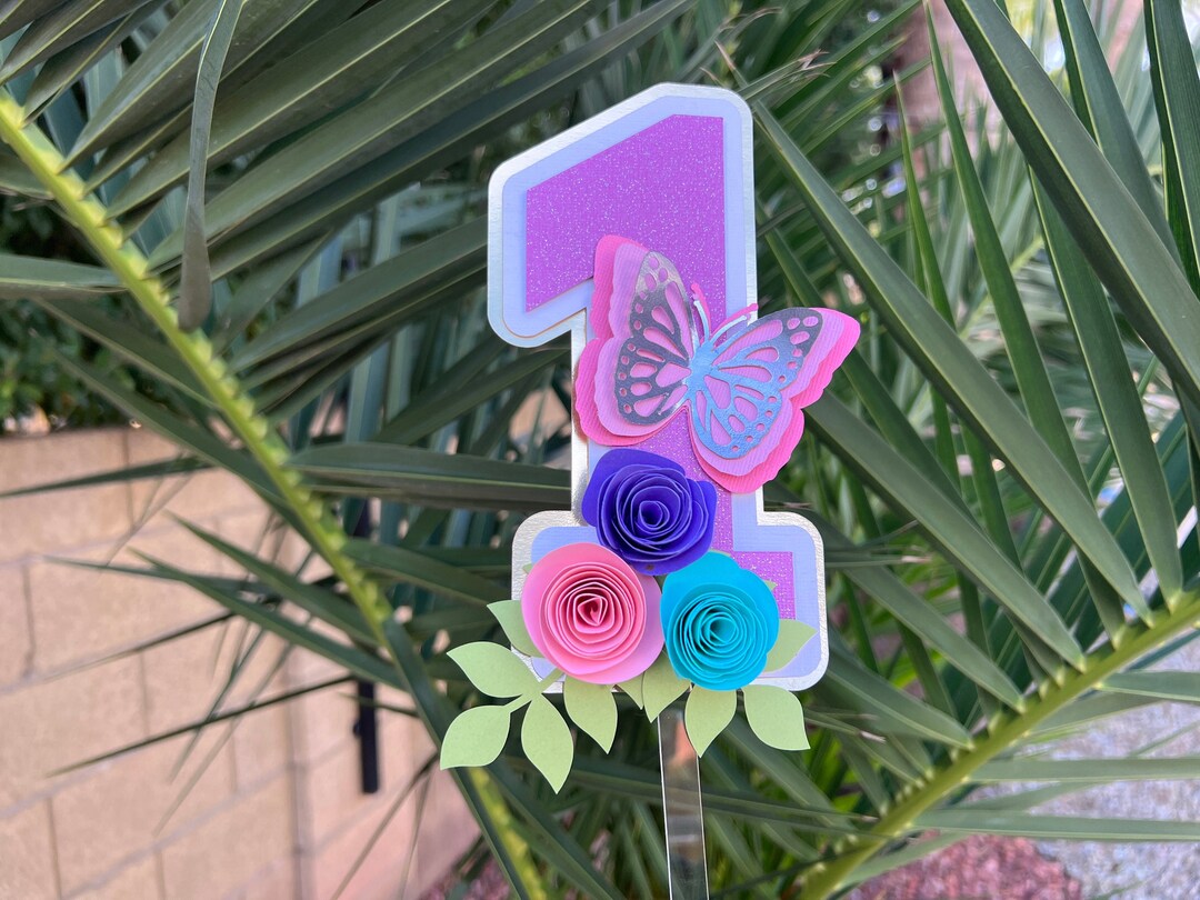 One Cake Topper First Birthday Butterfly Cake Topper Smash Etsy