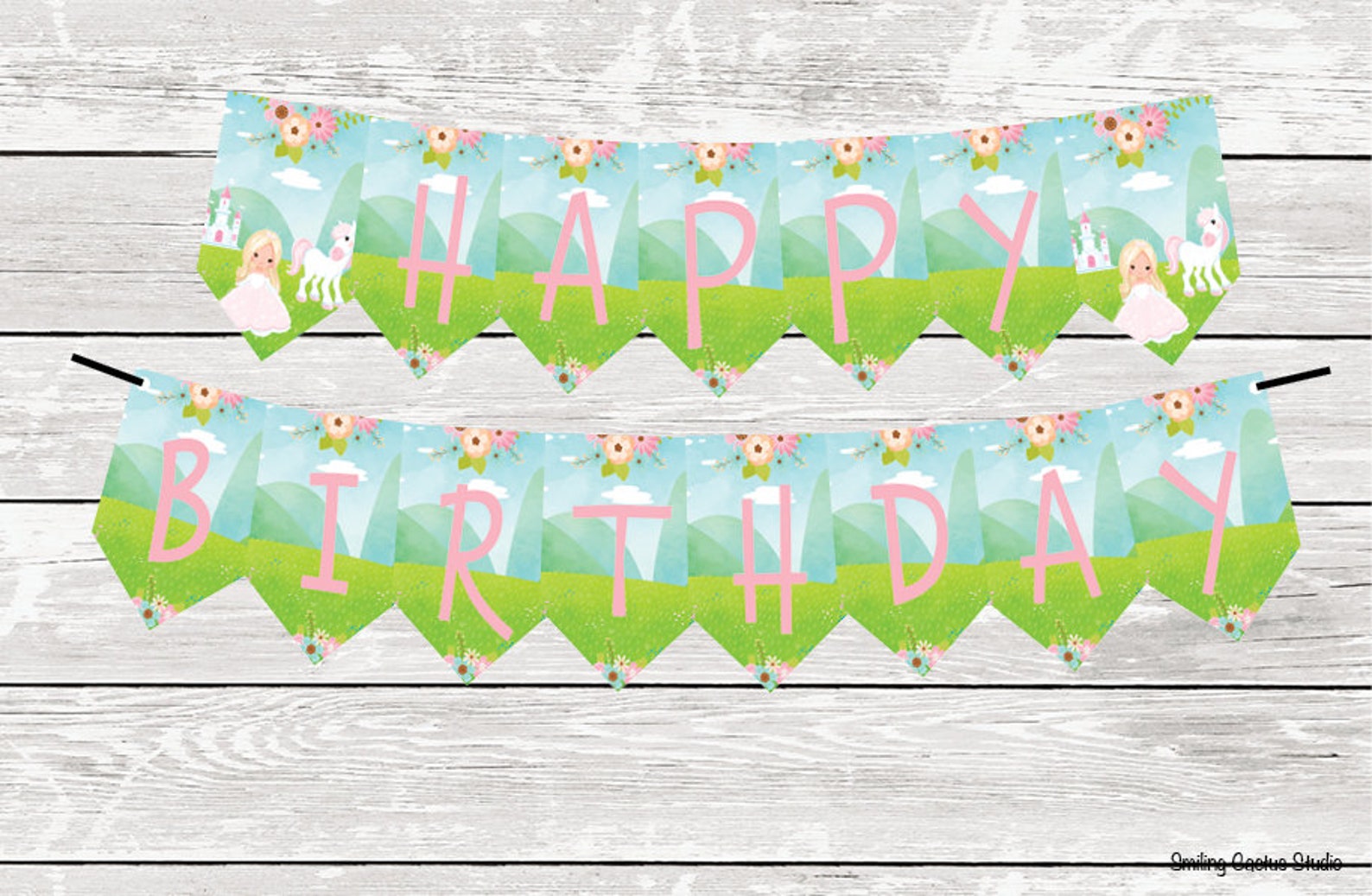 Princess Birthday Banner Happy Birthday Banner INSTANT - Etsy