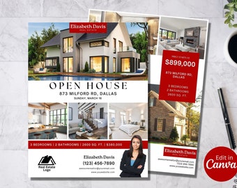 25 Real Estate Open House Flyer Bundle, KW Red Real Estate Branding, Realtor Marketing Template, Real Estate Flyer, Open House Templates