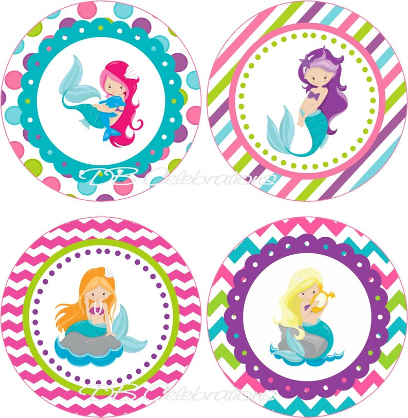 Mermaid Cupcake Toppers Mermaid Birthday Party Printable Etsy