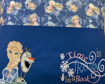 Frozen Elsa/Olaf Reading Pillow with Pocket, Teacher gift, Girl Gift, Kids Road Trip, Kids Pillow Tablet Holder. Grandaughter gift, Books