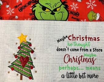 Grinch Christmas Design Reading Pillow with Pocket, Teacher Book Pillow, Kids Tablet Holder, Kids Car Pillow, Unique Gift for Grandparent