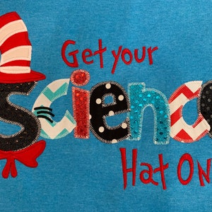 Science Hat On Applique Blingy T-Shirt