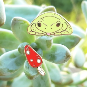 Froggie and Mushroom Mini Hard Enamel Pin Set