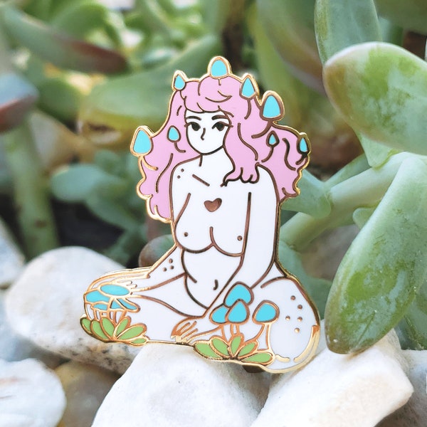 Pastel Cluster Mushroom Girl - Hard Enamel Pin