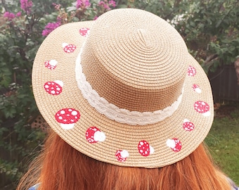 Fairy Circle Embroidered Mushroom Sun Hat