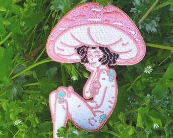 Cotton Candy Mushroom Girl - Iron on Patch