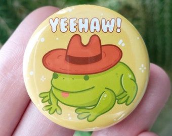 Yeehaw Cowboy Frog 1.25" button