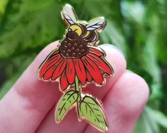 Coneflower Bee - Hard Enamel Pin