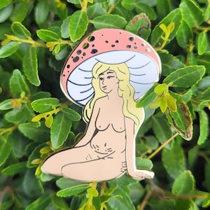 Peach Mushroom Girl - Hard Enamel Pin