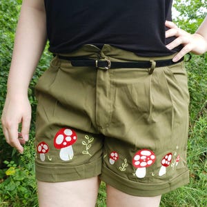 Embroidered Mushroom Shorts - Fairy Circle Shorts