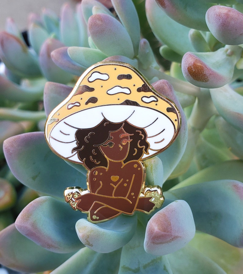 Orange Mushroom Girl - Hard Enamel Pin 