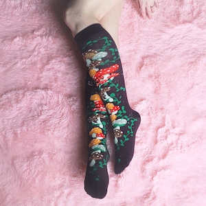 Knee High Mushroom Garden Socks
