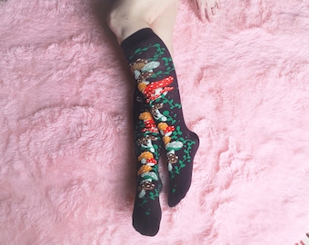 Knee High Mushroom Garden Socks