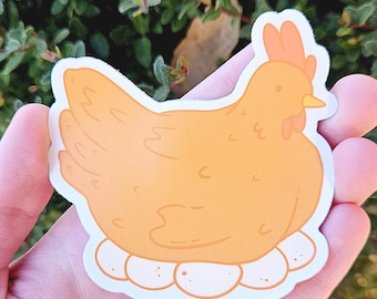 Hen with Eggs Sticker