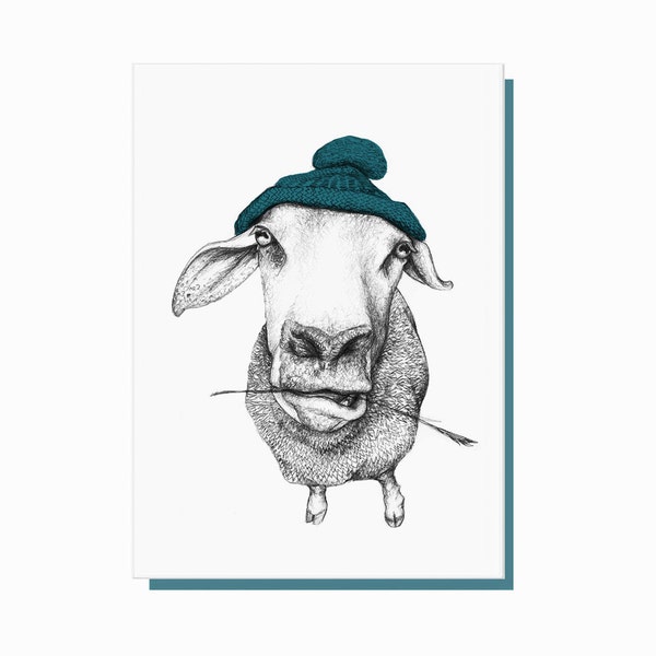 Carte de mouton, mouton de joyeux anniversaire, carte de mouton laineux