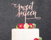 Items Similar To Birthday Cake Toppers Rose Gold Sweet Sixteen Cake