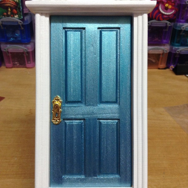 Shimmery Topaz Blue Tooth Fairy Door Loose Tooth Fairy Realm