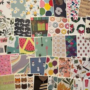 Assorted Mini All Occasion Note Cards - Birthday Note Cards - Lunch Box Notes - Enclosure Note Cards - Handmade Blank Note Cards. Set of 10.