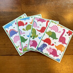 Dinosaur Note Cards With Envelopes - Birthday Note Cards - Thank You Cards - Kids Birthday Cards - Handmade Blank Cards - Set of 4