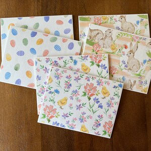Assorted Easter Note Cards With Envelopes - Spring Note Cards - Greeting Cards - Thank You Cards - Handmade Blank Note Cards - Set of 6.