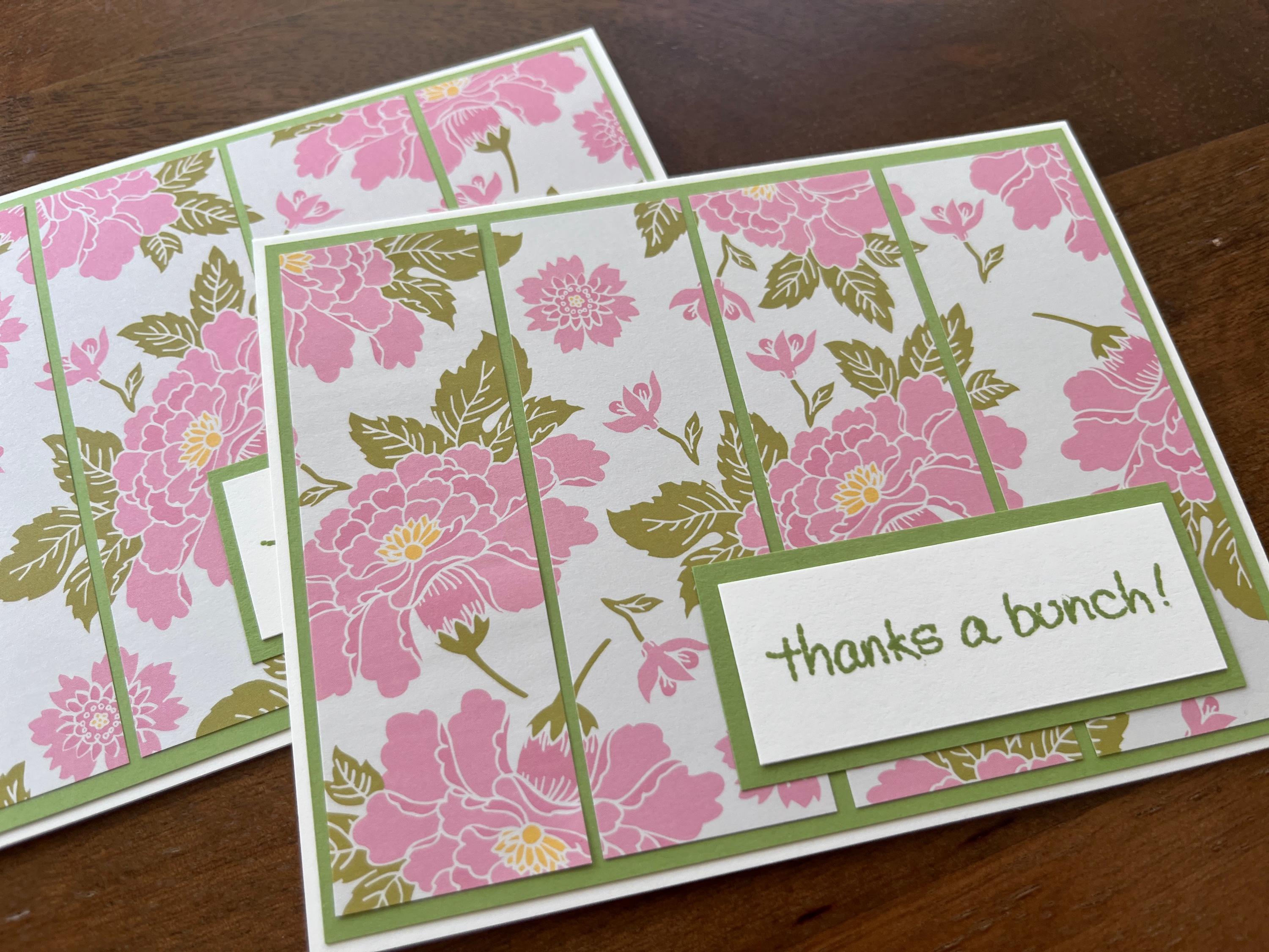 Thank You Greeting Card With Envelope - Floral Note Cards - Thank You ...
